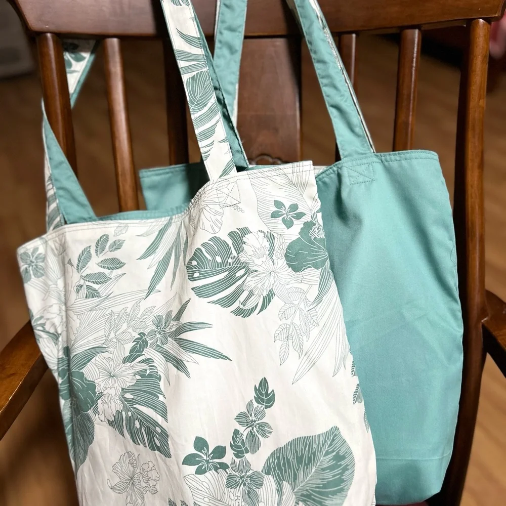 Reversible tote bags crafted with love by a Thai volunteer community.